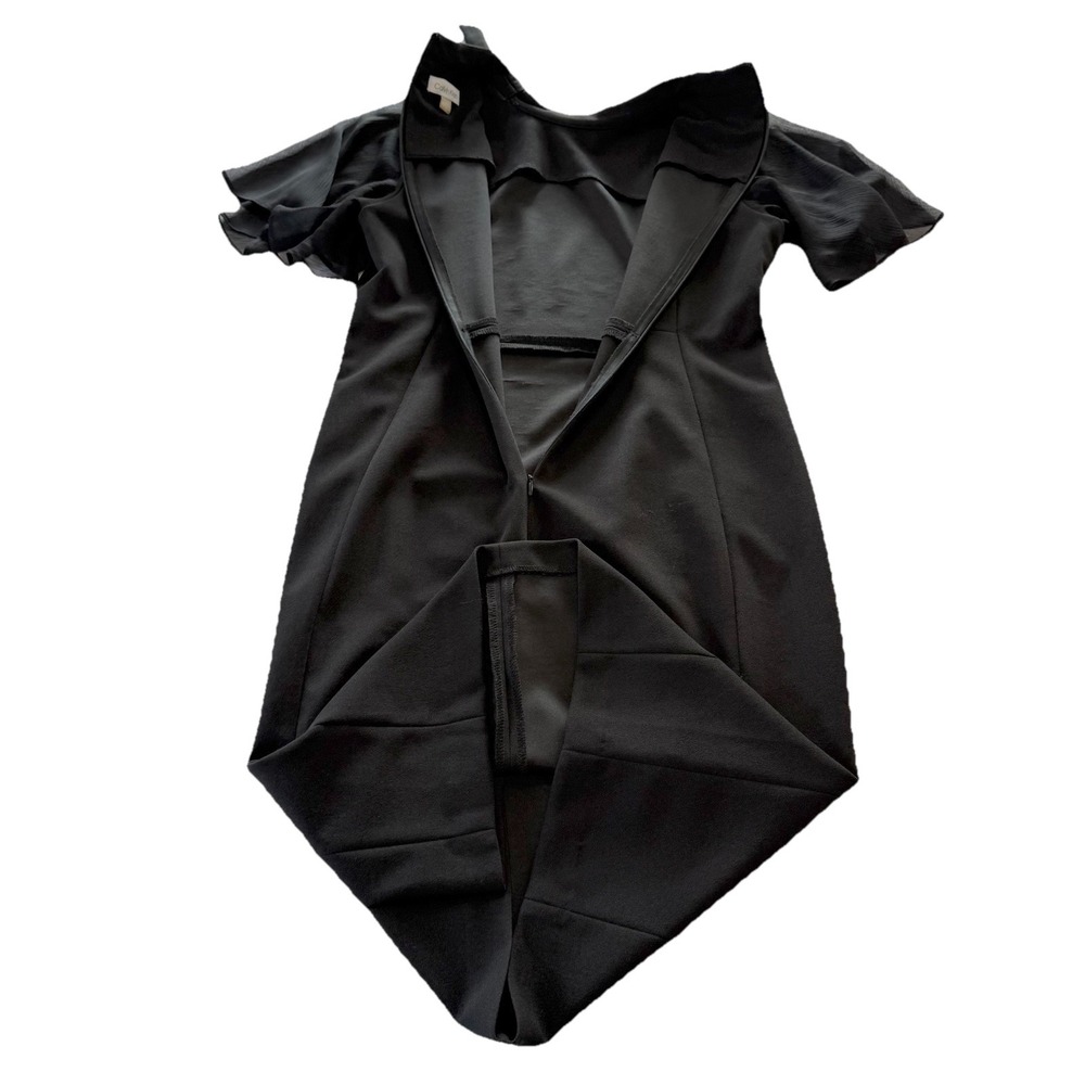 Calvin Klein Black Bow Neck Chiffon Sleeve Stretch Crepe Sheath Dress Size 12 - Picture 7 of 12